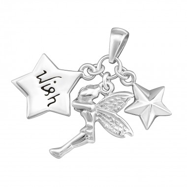 Angel with 2 stars - 925 Sterling Silver Simple Pendants SD8007