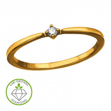 Quad Prong Solitaire Gold Plated - 925 Sterling Silver Diamond Rings SD51338