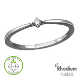 Quad Prong Solitaire Rhodium Plated - 925 Sterling Silver Diamond Rings SD51339