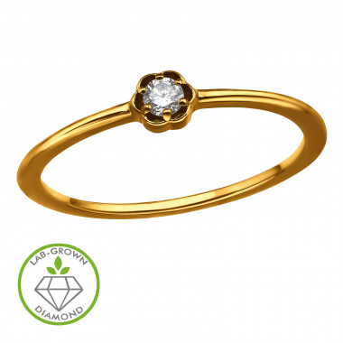 Rose Integrated Solitaire Gold Plated - 925 Sterling Silver Diamond Rings SD51344