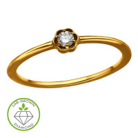 Rose Integrated Solitaire Gold Plated - 925 Sterling Silver Diamond Rings SD51344