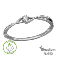 Twisted Bypass Infinity Band Rhodium Plated - 925 Sterling Silver Diamond Rings SD51347 Twisted Bypass Infinity Band Rhodium Plated - 925 Sterling Silver Diamond Rings SD51347