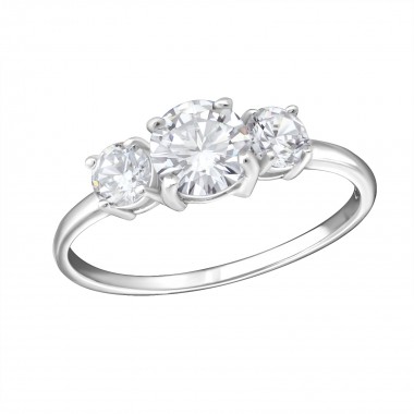 Round - 925 Sterling Silver Rings with CZ SD15441