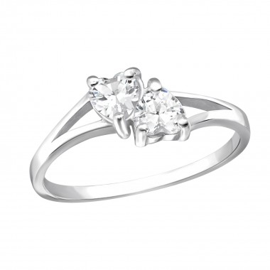 Double Heart - 925 Sterling Silver Rings with CZ SD23482