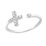 Open Cross - 925 Sterling Silver Rings with CZ SD30353
