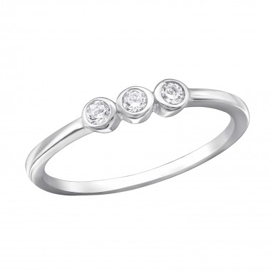 3 Stone - 925 Sterling Silver Rings with CZ SD30357