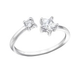 Open Star - 925 Sterling Silver Rings with CZ SD30974