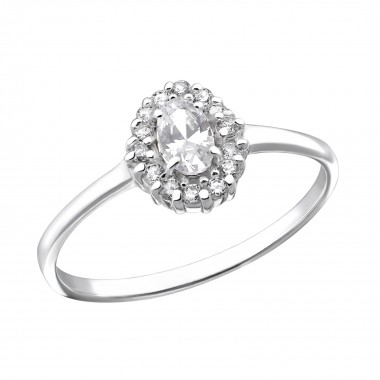 Oval Halo - 925 Sterling Silver Rings with CZ SD31156