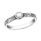 Hammered - 925 Sterling Silver Rings with CZ SD31786