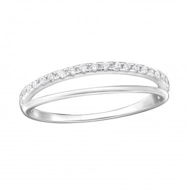 Double Line - 925 Sterling Silver Rings with CZ SD36175