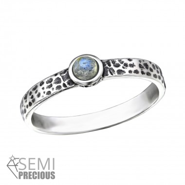 Hammered - 925 Sterling Silver Rings with CZ SD36188