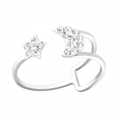 Star And Moon - 925 Sterling Silver Rings with CZ SD36511