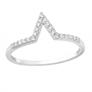 V Shaped - 925 Sterling Silver Rings with CZ SD36514
