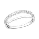 Double Line - 925 Sterling Silver Rings with CZ SD36872