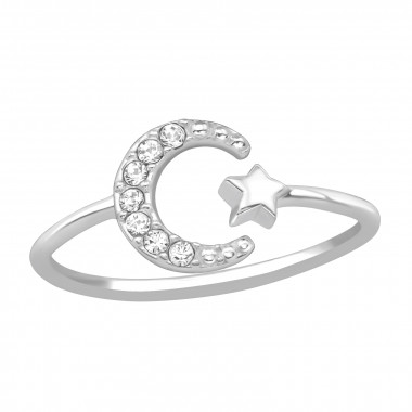 Moon & Star - 925 Sterling Silver Rings with CZ SD39442