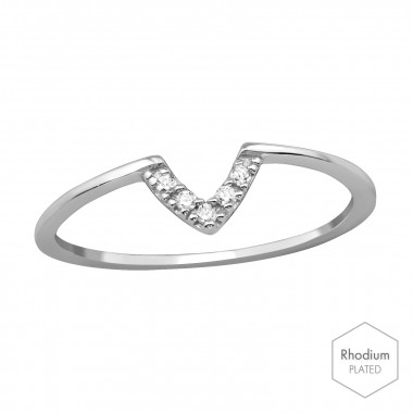 V Shaped - 925 Sterling Silver Rings with CZ SD39777