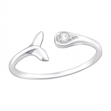 Whale's Tail - 925 Sterling Silver Rings with CZ SD40156