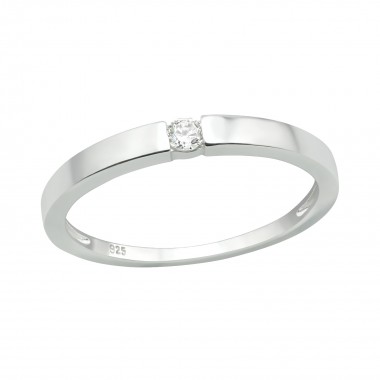 Single Stone - 925 Sterling Silver Rings with CZ SD40428