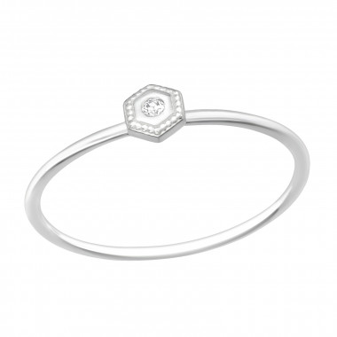 Hexagon - 925 Sterling Silver Rings with CZ SD40429