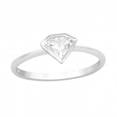 Diamond Shaped - 925 Sterling Silver Rings with CZ SD40618