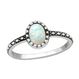Silver Oval Ring With Fire Snow - 925 Sterling Silver Rings with CZ SD40649