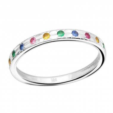 Patterned - 925 Sterling Silver Rings with CZ SD41380