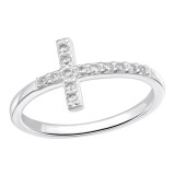 Cross - 925 Sterling Silver Rings with CZ SD41396