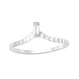 V Shaped - 925 Sterling Silver Rings with CZ SD41420