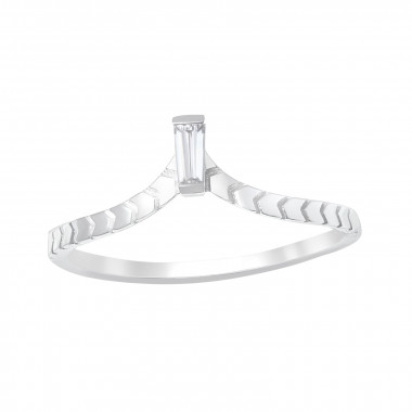 V Shaped - 925 Sterling Silver Rings with CZ SD41420