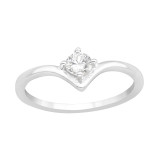 V Shaped - 925 Sterling Silver Rings with CZ SD41429
