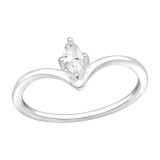 V Shaped - 925 Sterling Silver Rings with CZ SD41430