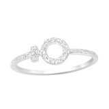 Female Gender Sign - 925 Sterling Silver Rings with CZ SD41434