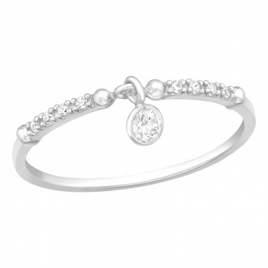Dangling Round - 925 Sterling Silver Rings with CZ SD43264
