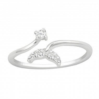 Whale's Tail - 925 Sterling Silver Rings with CZ SD44613