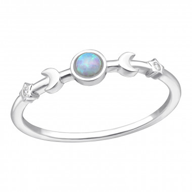 Moon And Star - 925 Sterling Silver Rings with CZ SD45287