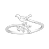 Bird And Leaf - 925 Sterling Silver Rings with CZ SD45953