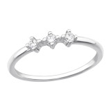 Three Stone Dainty - 925 Sterling Silver Rings with CZ SD46238