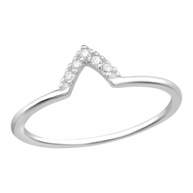 V Shape Stackable - 925 Sterling Silver Rings with CZ SD46239
