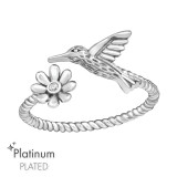 Bird & Flower - 925 Sterling Silver Rings with CZ SD47135
