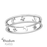 Alternating Moon & Star - 925 Sterling Silver Rings with CZ SD47138