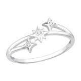 Triple North Star - 925 Sterling Silver Rings with CZ SD47211