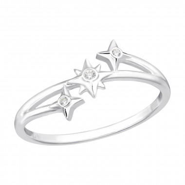 Triple North Star - 925 Sterling Silver Rings with CZ SD47211