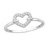 Open Heart - 925 Sterling Silver Rings with CZ SD49474
