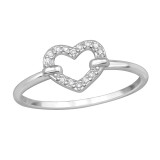 Open Heart - 925 Sterling Silver Rings with CZ SD49474