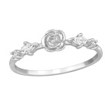 Rose Flower - 925 Sterling Silver Rings with CZ SD49476