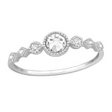 Milgrain-Accented - 925 Sterling Silver Rings with CZ SD49560