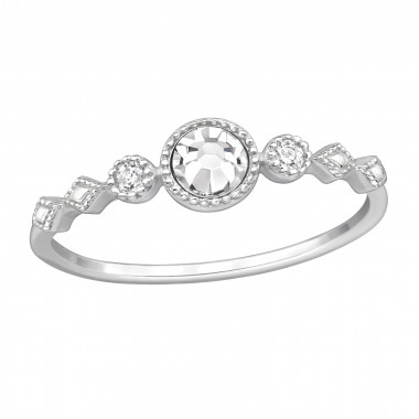 Milgrain-Accented - 925 Sterling Silver Rings with CZ SD49560
