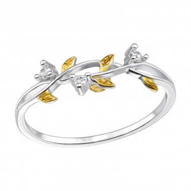 Leaf - 925 Sterling Silver Rings with CZ SD49811