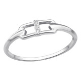 Buckle Inspired - 925 Sterling Silver Rings with CZ SD50091