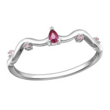 Curved - 925 Sterling Silver Rings with CZ SD50092